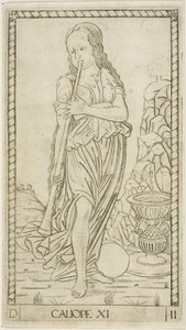 Calliope, Plate Eleven from Apollo and the Muses by Master of the E Series Tarocchi