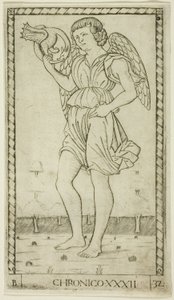 Genius of Time, plate 32 from Genii and Virtues by Master of the E Series Tarocchi