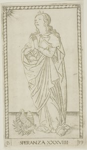 Hope, plate 39 from Genii and Virtues by Master of the E Series Tarocchi