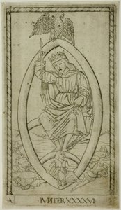 Jupiter, plate 46 from Planets and Spheres by Master of the E Series Tarocchi