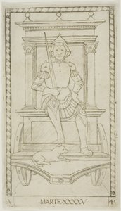Mars, plate 45 from Planets and Spheres by Master of the E Series Tarocchi