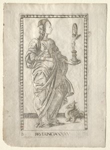 Prudence from the Tarocchi, Series B: Cosmic Principles & Virtues, #35 by Master of the E Series Tarocchi