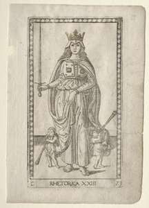Rhetoric from the Tarocchi, series C: Liberal Arts, #23 by Master of the E Series Tarocchi