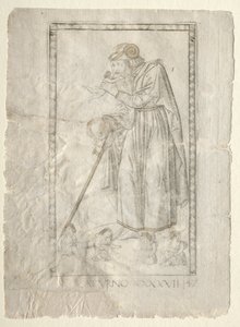 Saturn from the Tarocchi, Series A: Firmaments of the Universe, #47 by Master of the E Series Tarocchi
