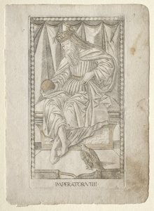 The Emperor from the Tarocchi, Series E: Conditions of Man, #9, Before 1467 by Master of the E Series Tarocchi