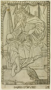 The Emperor, plate nine of The Ranks and Conditions of Man by Master of the E Series Tarocchi