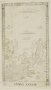 Venus, plate 43 from Planets and Spheres by Master of the E Series Tarocchi
