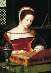 Lady playing a clavichord