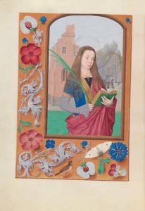 Hours of Queen Isabella the Catholic, Queen of Spain: Fol. 191v, St. Barbara by Master of the First Prayerbook of Maximillian
