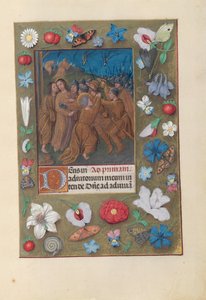 Hours of Queen Isabella the Catholic, Queen of Spain: Fol. 61r, Kiss of Judas by Master of the First Prayerbook of Maximillian