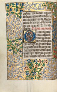 Book of Hours Use of Rouen: Large Initial O with Elaborate Border