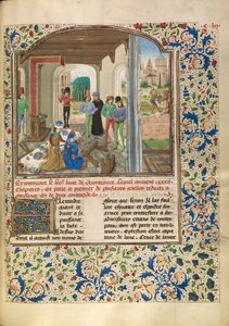 Alexander Fights with a Lion and Kills Clitus by Master of the Jardin de vertueuse consolation