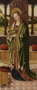 Triptych of Virgin and Child with Two Angels, detail of St. Lucy from right panel