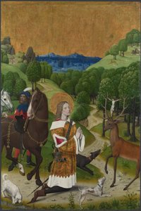 The Conversion of Saint Hubert. Shutter from the Werden Altarpiece by Master of the Life of the Virgin