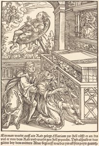 A Man Waits on a Wheel by Master of the Miracles of Mariazell