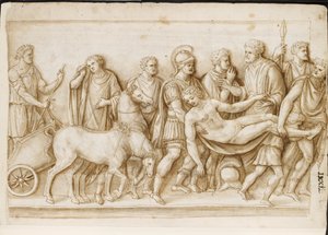 Verso: The Return of Meleager, from a Roman Sarcophagus, Rome, Palazzo Barberini, c.1512-17 by Master of the Oxford Album