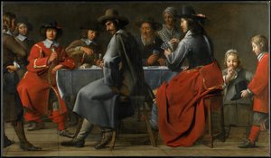 Gathering of Gamblers with Hurdy-Gurdy Player by Master of the Processions