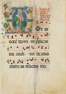 Manuscript Leaf with the Feast of Saint Andrew in an Initial M by Master of the Riccardiana Lactantius
