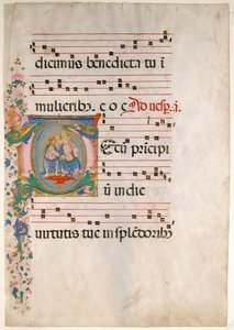 Manuscript Leaf with the Trinity in an Initial T, from an Antiphonary by Master of the Riccardiana Lactantius