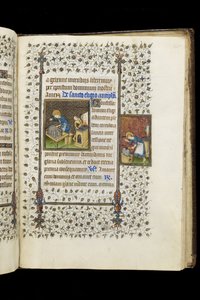 St. Eligius Making a Shrine; St. Eligius at an Anvil, from a Book of Hours by Master of the Rohan Hours
