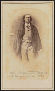 Carte-de-visite portrait of Col. Elmer Ephraim Ellsworth, 1861