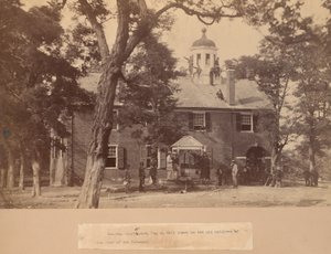 Fairfax Court House, Virginia, with Union Soldiers in Front and on the Roof by Mathew Brady