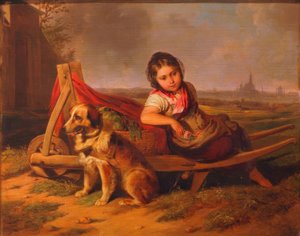 Girl with Dog in Front of Vienna by Mathias Ranftl