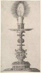 Candlestick with Lighted Candle from: Insigne Ac Plane Novum Opus Cratero graphicum, 1551 by Mathias Zundt
