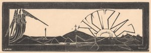 Winged Figures in a Hilly Landscape by Mathieu Lauweriks