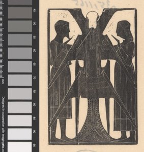 Man and Woman Next to Winged Figure by Mathieu Lauweriks