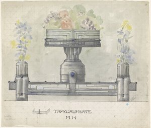 Design for a Silver Centerpiece, Decorated with Flowers and Fruit by Mathieu Lauweriks