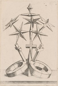 A Perspective of Seven Stars Balanced on Three Crosses by Mathis Zündt, after Hans Lencker