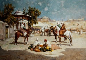 Arab Warriors in a Market Square, c.1910