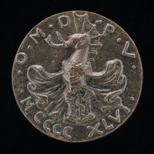Shield, Helmet, Elephant-crest, and Mantling [reverse] by Matteo di Andrea de Pasti