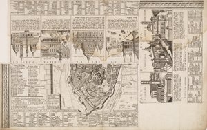 The Seven Pilgrim Churches. Border Decoration to a Map of Rome