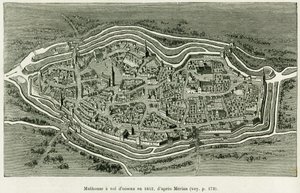 Mulhouse Flies in 1642. Engraving by Matthaus Merian (1593-1650) to illustrate the story 