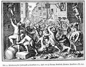 Plundering the Jewish Alley during the Fettmilch riots in Frankfurt on 22 August