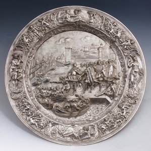 Silver Plate Depicting the Departure of Christopher Columbus by Matthias Melijn