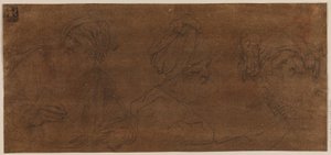 Three Studies of an Old Man Wearing a Turban by Mattia Preti
