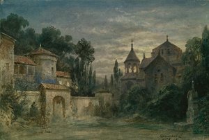 Stage design for the opera The Force of Destiny by G. Verdi, 1875 by Matvey Andreyevich Shishkov