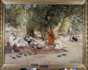 The Hospitality Meal. Scene of Arab Life in the Oasis of Chelma near Biskra, Algeria
