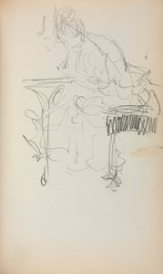 Italian Sketchbook: Seated Woman Sewing, Page 153 by Maurice Brazil Prendergast