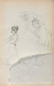 Italian Sketchbook: Standing Woman in Profile & Man with an Umbrella Page 2 by Maurice Brazil Prendergast