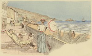 A couple on their honeymoon relaxing by the sea on the island of Gallinara, Italy by Maurice Charles Mathieu Bonvoisin