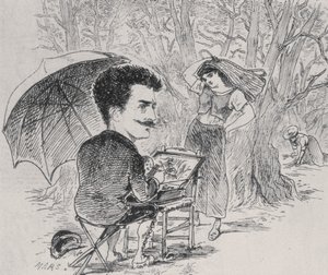 Rops painting his olive pickers, 1877 by Maurice Charles Mathieu Bonvoisin