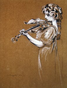 Young Girl Playing a Violin