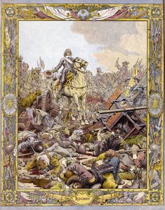 Prince Louis II of Bourbon Conde, known as the Grand Conde, Duke of Enghien greeting the corpse of the Count of Fontaine at the Battle of Rocroi against the Spaniards, May 19