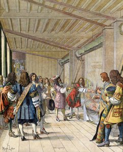 The painter Charles Lebrun explained to Louis XIV, known as Le Roi-Soleil (King Soleil or Louis the Great)