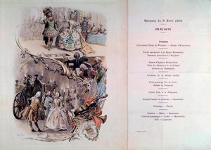 Wedding Menu with Illustration by Maurice Leloir of Balls in Costumes and Galantes Scenes, 6 April 1900 by Maurice Leloir