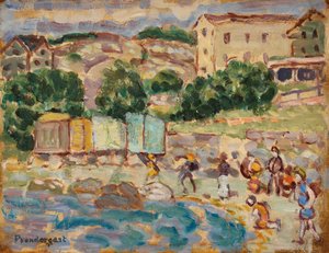 Beach and Village by Maurice Prendergast